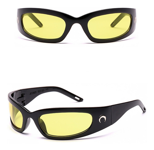 Óculos De Sol Preto Esportivo Unissex Lentes Uv400 Cor Amarelo Cor da lente Amarelo