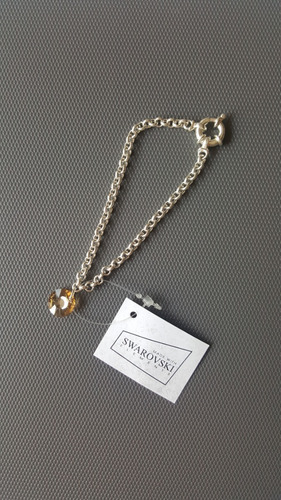 Pulsera Rolo Plata925 Cierre Marinero + Dije Ámbar Swarovski
