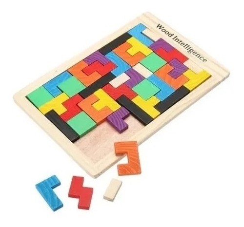 Tetris Juego Mesa Didáctico Rompecabezas En Madera 40 Piezas