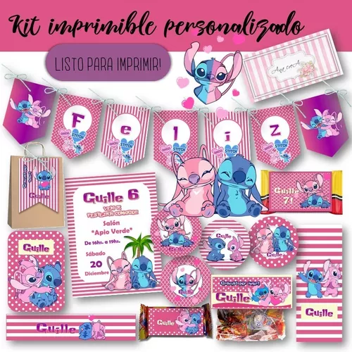 Kit Imprimible Stitch y Angel, Personalizado