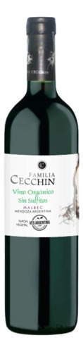 Vino Orgánico Malbec Familia Cecchin X 750 Cc - Sin Sulfitos