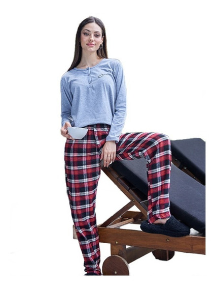 Sentimiento de culpa collar taller Pijama Invierno Mujer Pantalón Escoces Franela - Jaia 2040