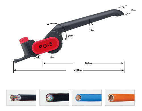Alicate De Decapagem Manual Portátil Pg-5 Para Cabos