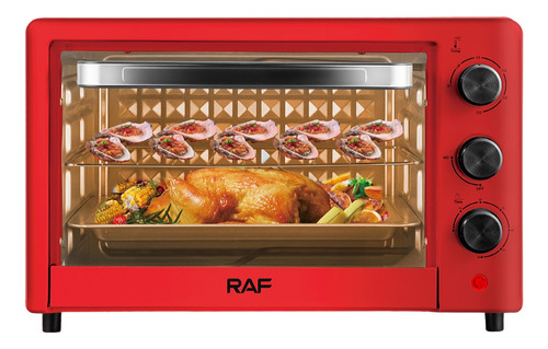 Horno Eléctrico De Mesa Vintage Hornear Asar Tostar Raf 24l Color Rojo