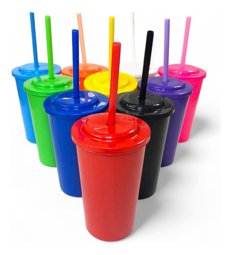 15 Vasos Plásticos Con Sorbete Duro. Ideal Souvenir Infantil