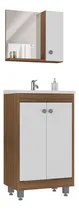 Comprar Mueble De Baño Completo - Botiquin Espejo Y Pileta - Toledo Cantidad de agujeros para grifería Un agujero Color de la bacha Blanco Color del mueble Castaño con blanco