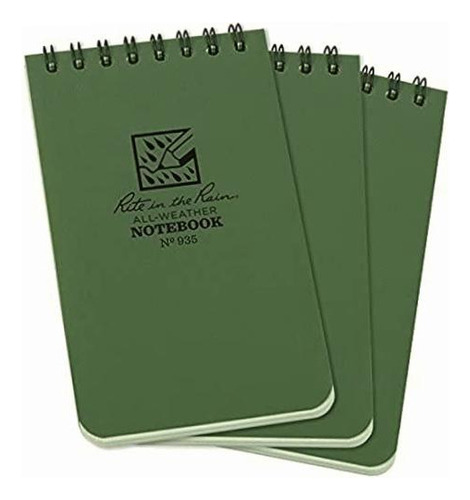 Rite In The Rain Weatherproof Top-spiral Notebook, 3  X 5 , Color Verde