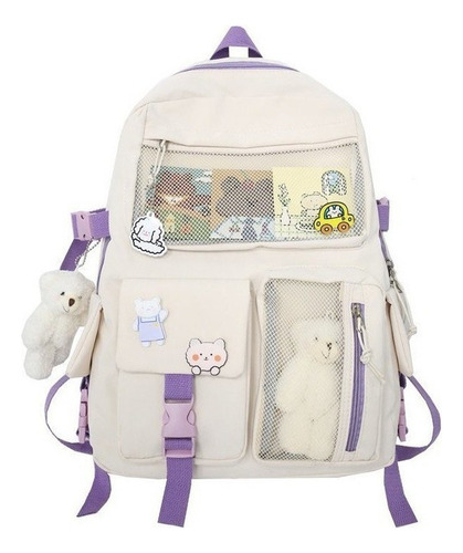 Mochila Kawaii De Nylon De Resistente For Estudiantes