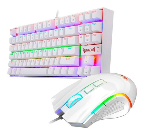 Kit Teclado Redragon Kumara Rgb White + M607 White 