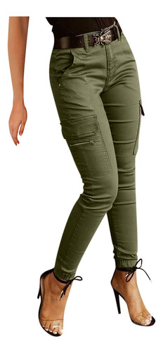 Leggings De Color Sólido Para Mujer, Pantalones Cargo Casual