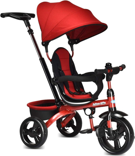 Triciclo Para Ninños 4 En 1 Toldo Color Rojo Marca Infans