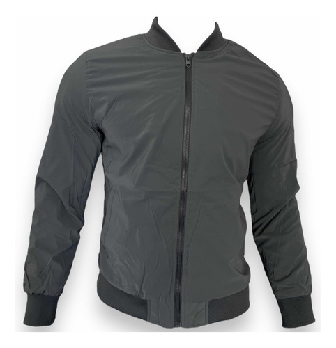 Chamarra Hombre Bomber Lisa Tipo Nylon Impermeable Slim Fit