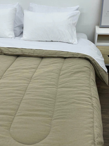 Acolchado Tusor 100% Algodon King Size Premium Beige