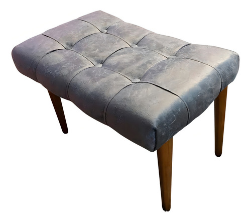 Reposapiés Puff Capitone, patas de madera maciza gris
