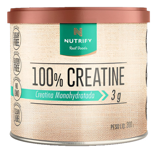 Creatina Pura 100% Creatine Monohidratada Pote 300g Nutrify Sabor Neutro