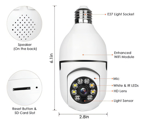 Ooo Pacote Com 2 Luzes Para Câmera De Segurança Wifi 2,4