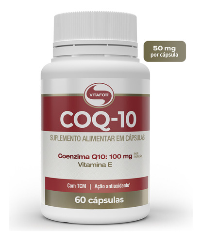 Suplemento em cápsula Vitafor Coenzima Q10 COQ-10 100mg por Porção 60 cápsulas Sem sabor