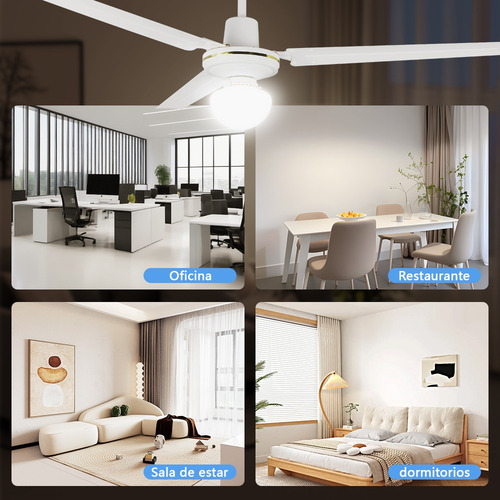 Ventilador Techo Aspas Metal Blanco 55'' 65w 5 Velocidades 1.4 M 60hz Blanco Blanco Metal 3