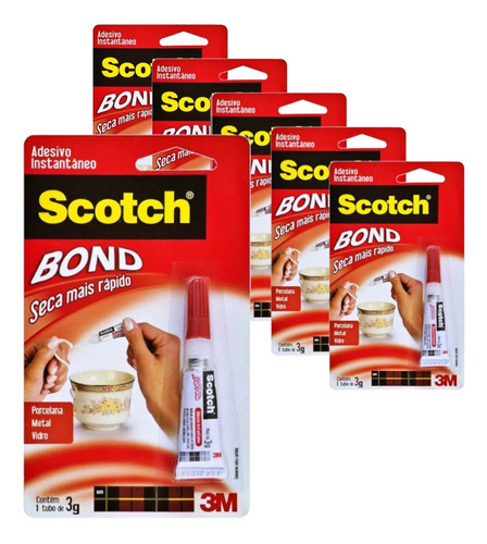 Kit 6 Adesivos Instantâneo 3m Scotch Bond 3g Original Cola