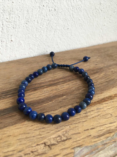 Pulsera Ajustable Lapislázuli Natural Amuleto Poder 5 Mm
