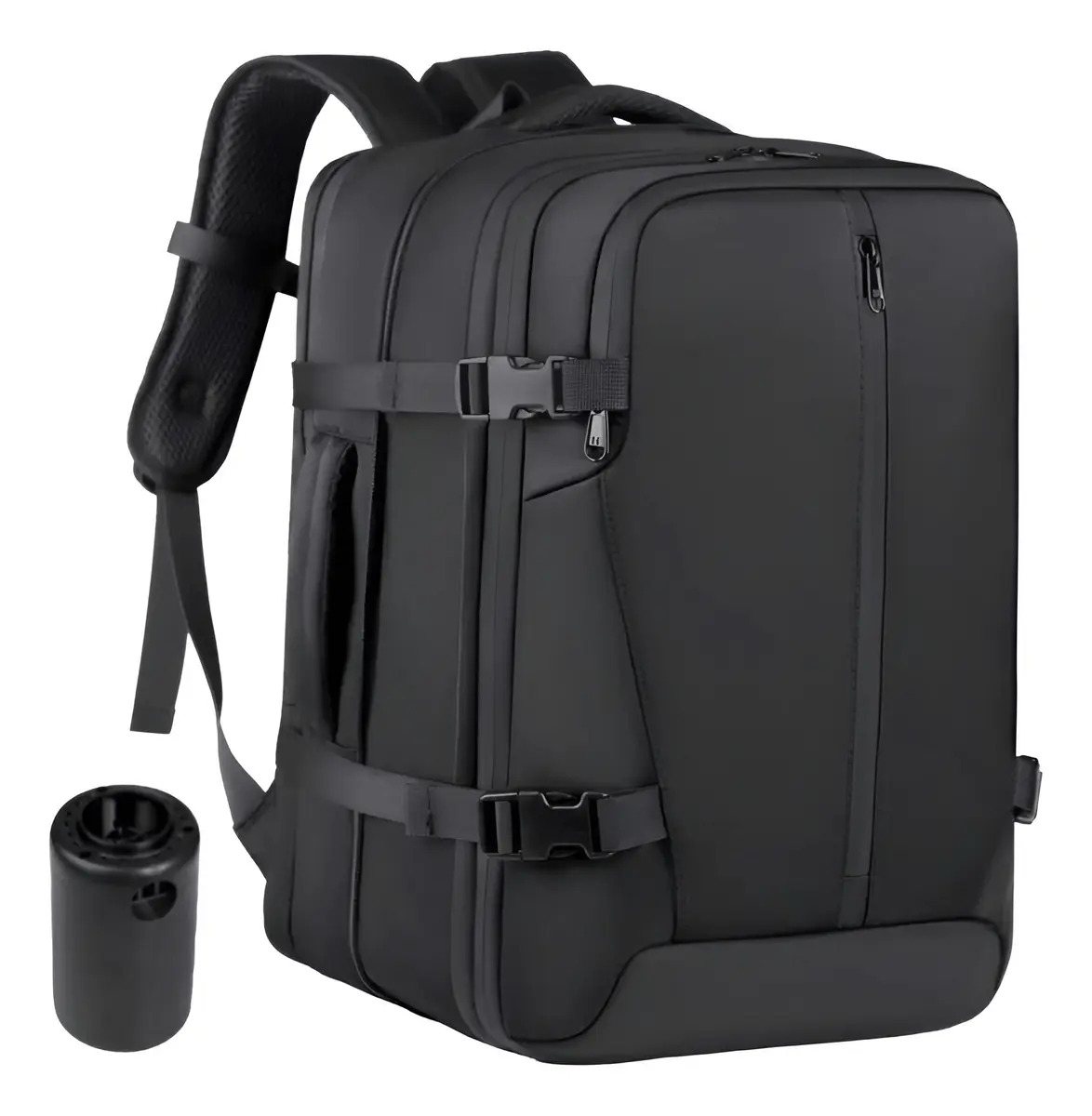 Mochila Viagem Bordo Executiva A Vácuo Expansível Mochilão Preto Liso