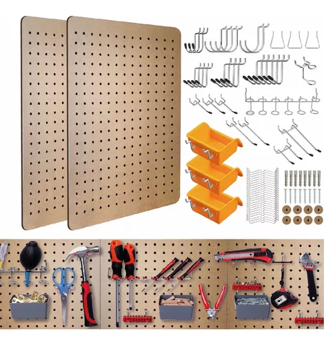 Tablero Perforado Organizador Pared 71x54cm C/72 Accesorios