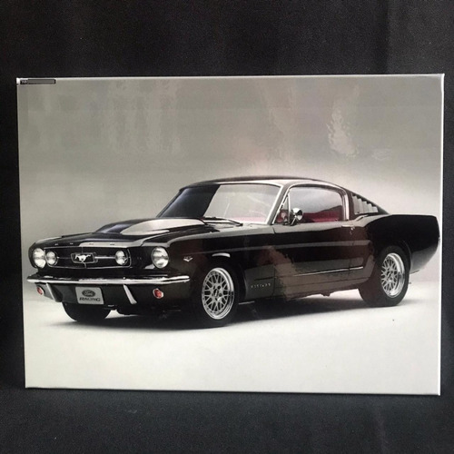 Placa Metal Mustang Preto 27x20cm Decoração Muscle Car