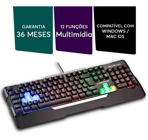 Teclado Gamer Rainbow Led Mecanico Macro Multilaser Tc208.