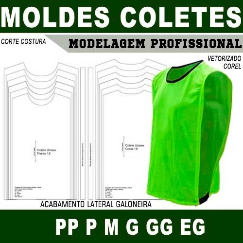 Modelagem Profissional Colete Futebol Moldes Corel