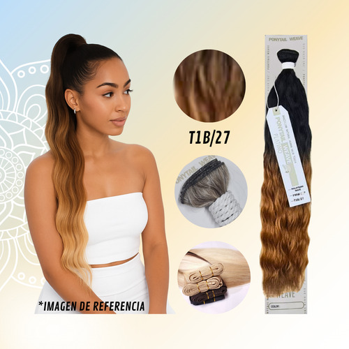 Extensiones Ponytail Ondas Playeras Naturales 18 Plg Negro/rubio Osc T1b-27