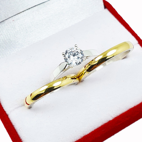 Imagen 3 de 8 de Alianzas Plata Y Oro El Par Anillo Casamiento Grabado