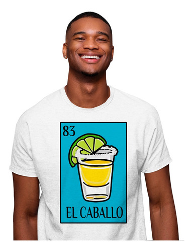 Camisa Hombre Estampada Cartas De Loteria El Caballo