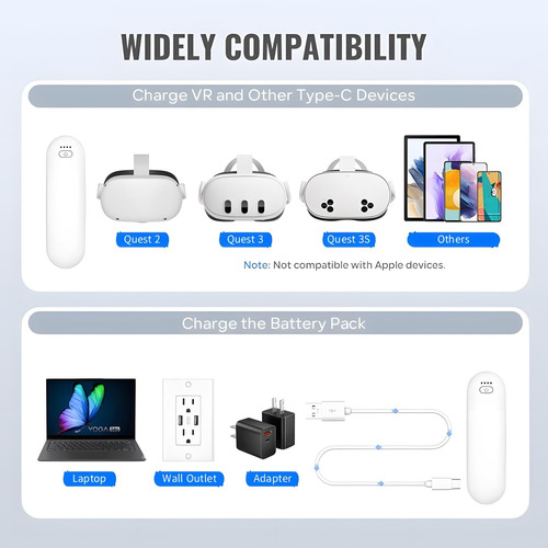 Battery Pack Yacvrlt For Meta/oculus Quest 2/quest 3/quest 3
