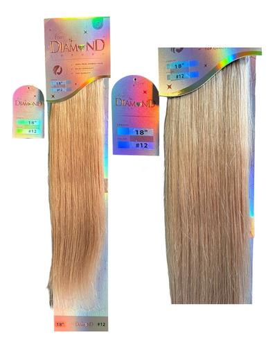 Extensión Cabello Remy 100% Humano 18 PLG Diamond Rubios Color 12