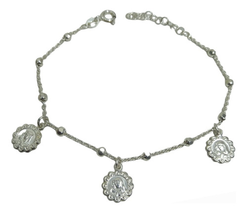 Pulsera Dama Virgen Niña En Plata Italiana 925