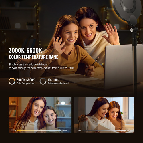 Neewer 7in Luz Selfie Celular Escritorio Kit 10w 3000k-6500k