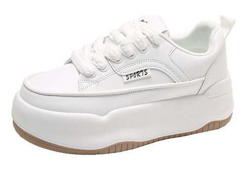 Zapatos Dama Plataformas Casual Tenis Blancos Mujer Moda