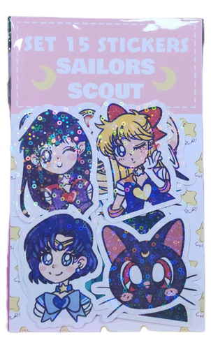 Set De Stickers Sailor Scouts Holograficos Kawaii