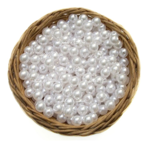 100 Perlas Blancas O Natural 8 Mm Insumos Bijouterie