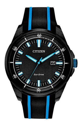 Reloj Citizen Hombre Deportivo Negro Azul Ecodrive Aw160509e