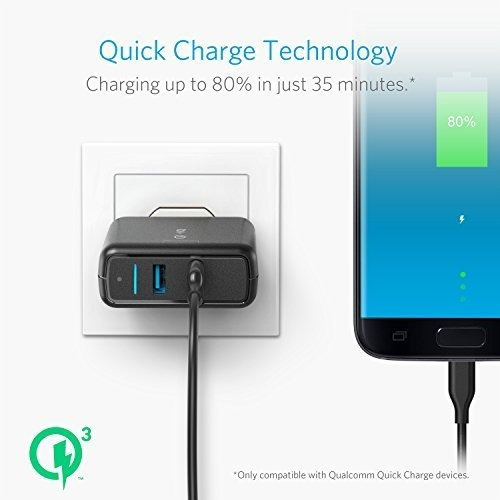 Cargador De Pared Doble Usb Anker Quick Charge 3.0 39w, Powe