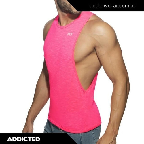 Remera Musculosa Addicted Thin Flame Low Rider Ad1108 Fucsia