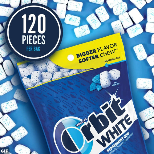 Orbit Gum White Peppermint Goma De Mascar Sin AzĂșcar, 8.5 On