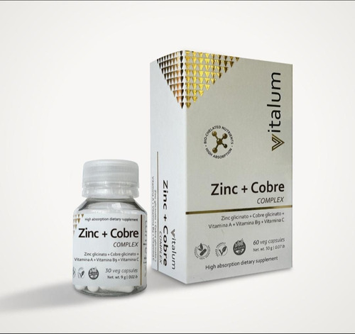 Zinc + Cobre Complex Vitalum X30 Caps Mayor Absorcion Sabor Sin Sabor