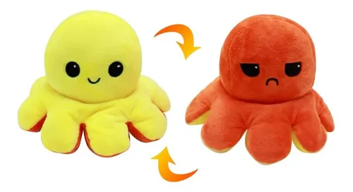 Pulpo Reversible De Peluche Amarillo Naranja