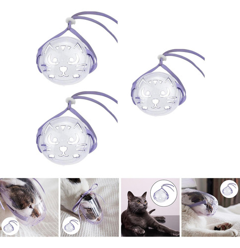 3x Juego De Bozales Para Gatos Anti Scratch Grooming De