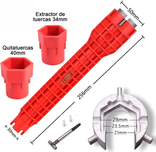 Imagen 2 de 6 de Llave Multiple Plomeria 8 En 1 Con Nivel Baño Cocina S.