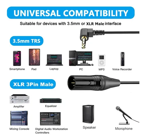 Cable Xlr De 3,5 Mm A Xlr Hembra, Cable De Audio Auxiliar Pa