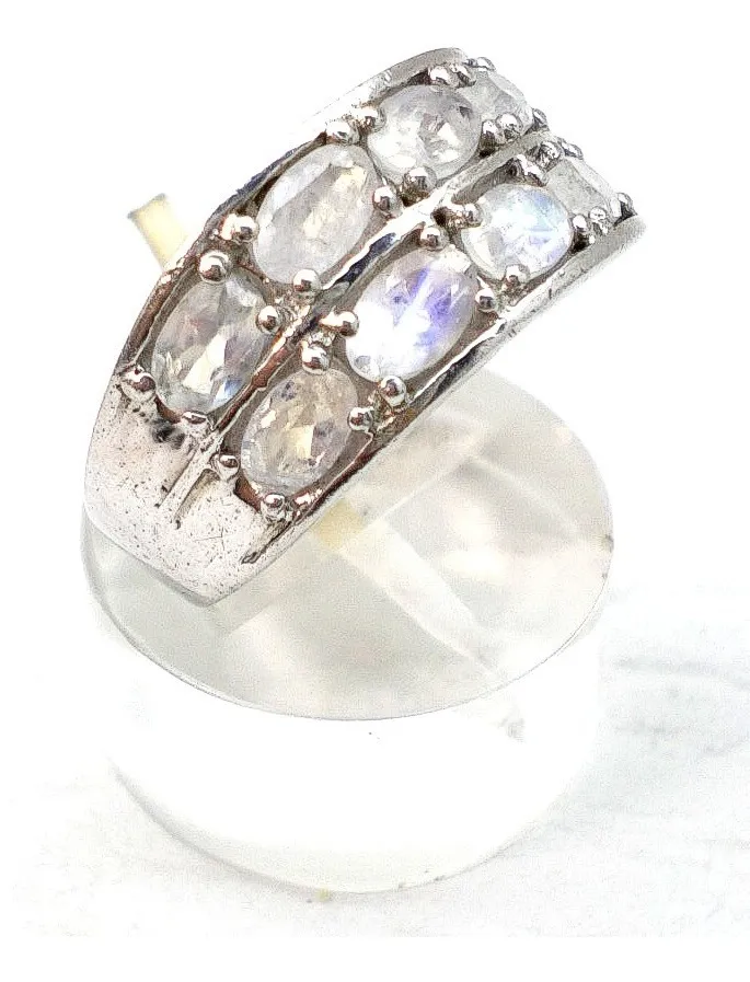 Anillo De Plata 925-oro Y Moonstone Naturales
