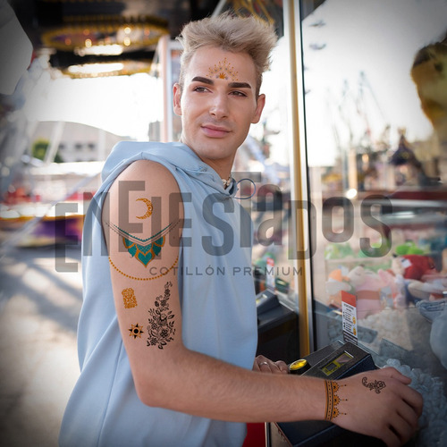 Tatuaje Metalizado Tattoos Temporal Adulto Disfraces Diseños Indie